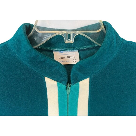 Vintage 70s Long Colorblock JC Penney Kaftan Robe Size 14 Teal Modest Grandma - Picture 6 of 7